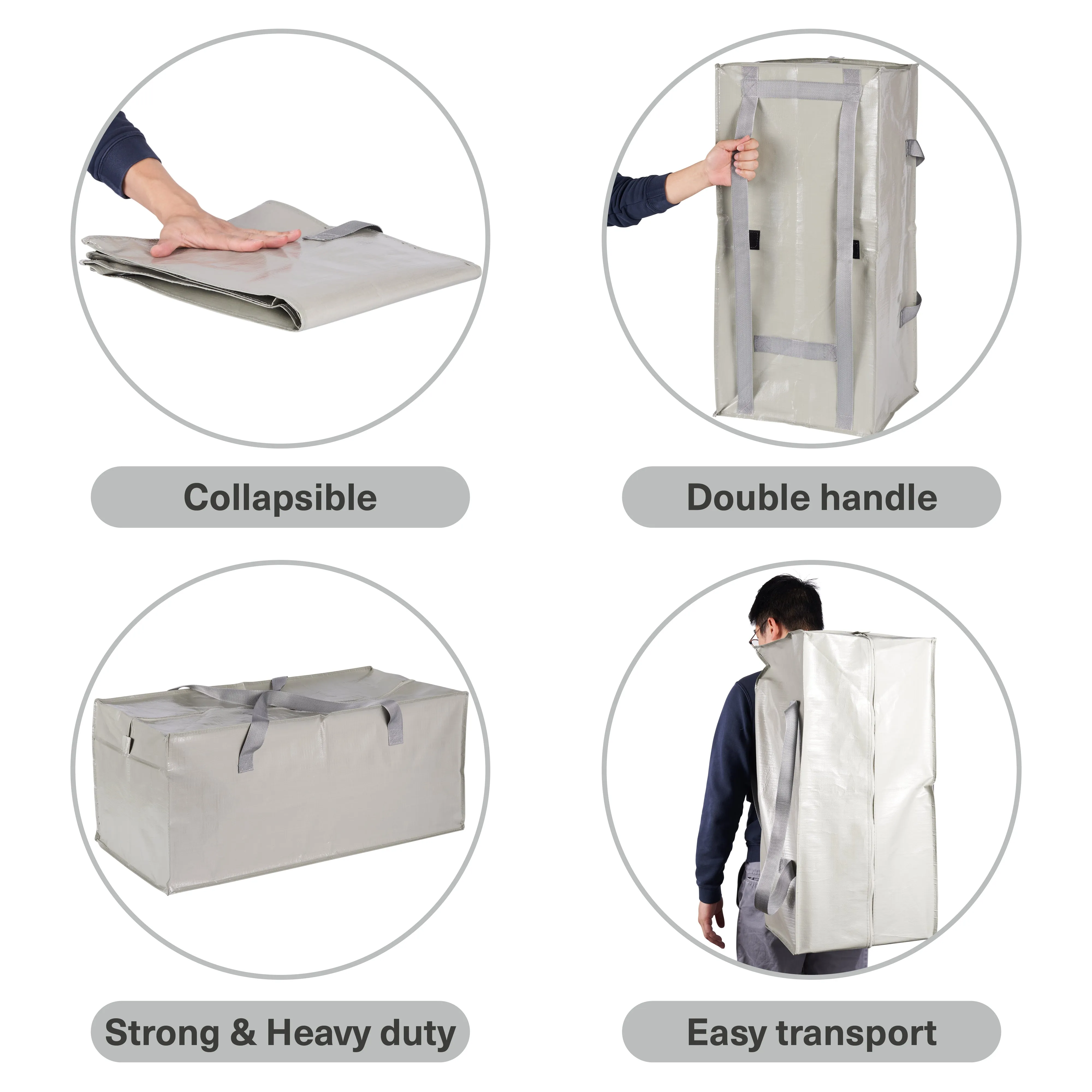 6 Heavy Duty Storage Bags - 92L Capacity