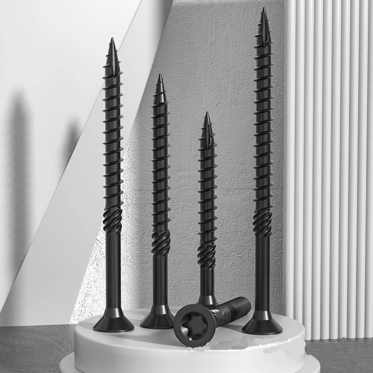 6 Inch Heavy-Duty Outdoor Structural Screws, 50Pcs Star Drive Deck Screw, Rust-Resistant Lag Screws and Wood Screws for Timber, Log, and Landscaping Projects (#14 x 6 Black),in Anchors and Screws