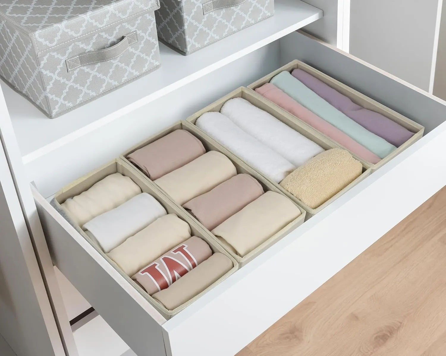 6 Pack Drawer Organizers for Clothes, Foldable Underwear Organizer Bins, Fabric Closet Cloth Storage Box Dresser Drawer Dividers for Shirts, Bra, Socks and Panties