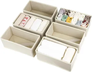 6 Pack Drawer Organizers for Clothes, Foldable Underwear Organizer Bins, Fabric Closet Cloth Storage Box Dresser Drawer Dividers for Shirts, Bra, Socks and Panties