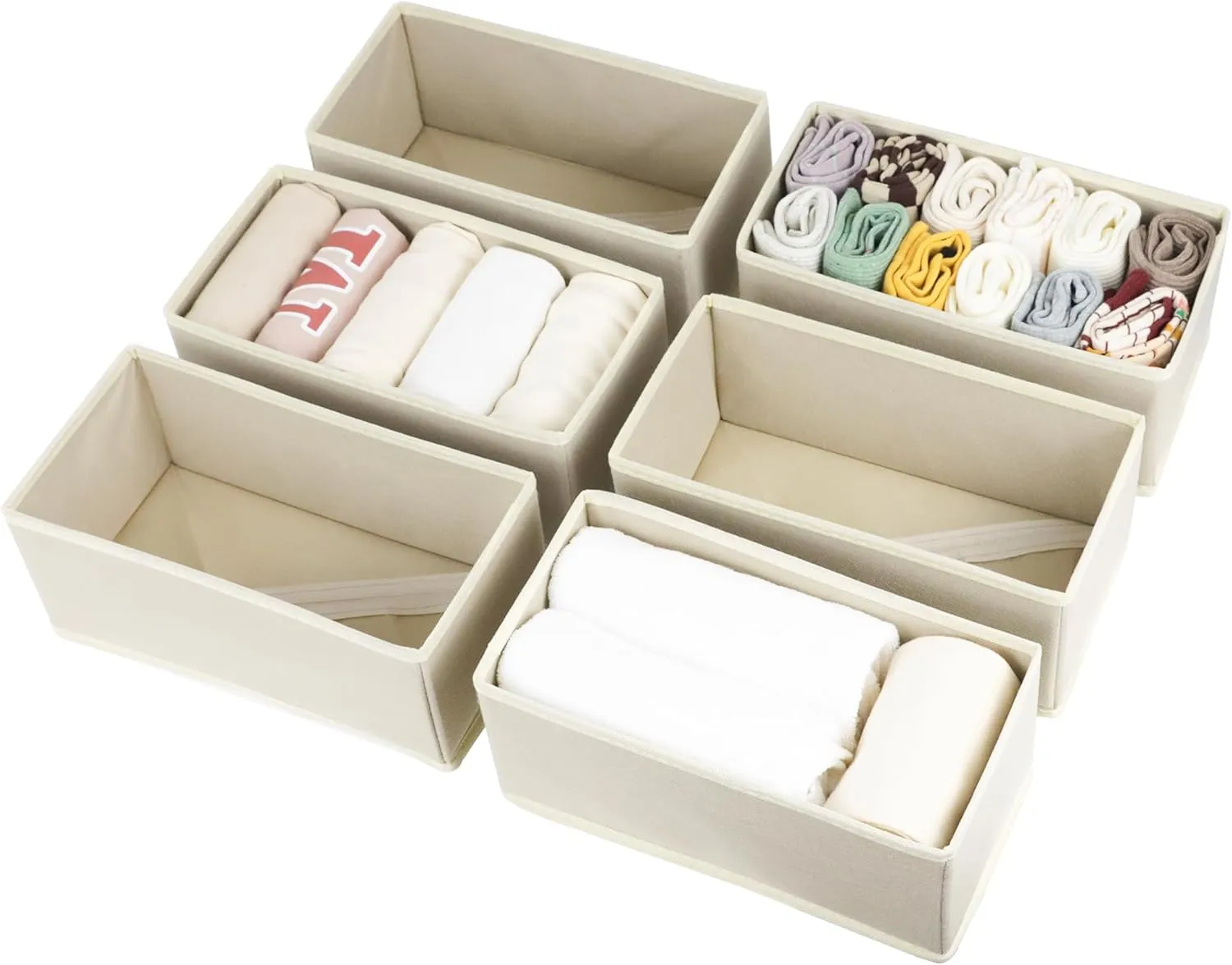 6 Pack Drawer Organizers for Clothes, Foldable Underwear Organizer Bins, Fabric Closet Cloth Storage Box Dresser Drawer Dividers for Shirts, Bra, Socks and Panties