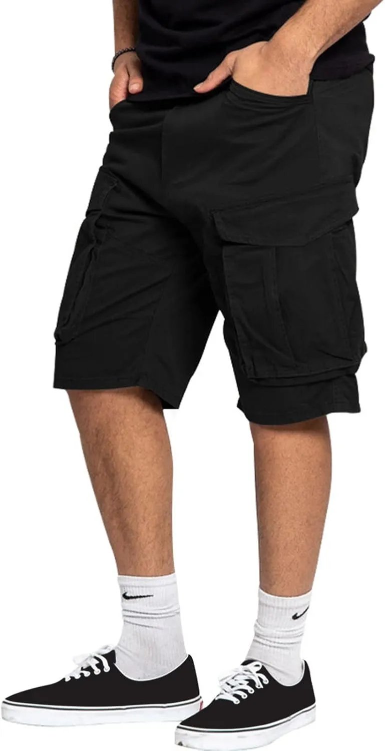7 Inch Inseam Shorts Men 2023 Casual Stylish Drawstring Stretch Multi Pockets Cargo Shorts Utility Tooling Shorts