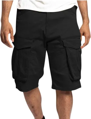 7 Inch Inseam Shorts Men 2023 Casual Stylish Drawstring Stretch Multi Pockets Cargo Shorts Utility Tooling Shorts