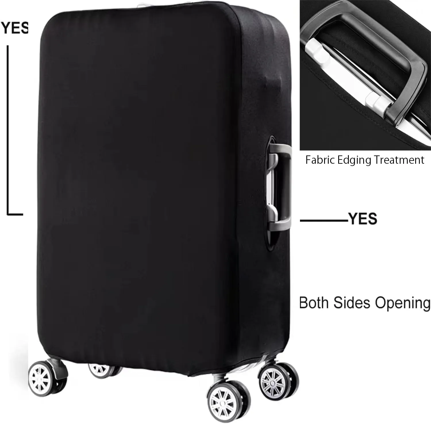7-Mi Suitcase Cover Spandex Travel Luggage Covers Organizers Trolley Protector Fits 31 to 32 Inch Baggage Case Sleeve Black