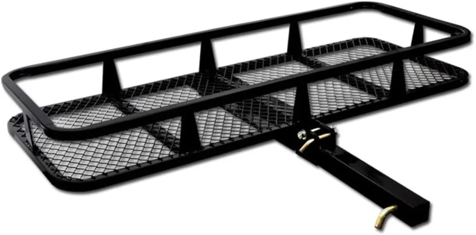 7422456815893 Universal Compatible with Class 3 III / 2" Receiver Tube 59" Black Mesh Steel Rear Bumper Trailer Tow Hitch Mount Foldable Cargo Carrier Basket