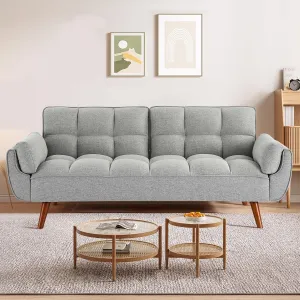75" Convertible Futon Sofa Bed, Sleeper Couch Bed, Loveseat, Sofa Cama, Small Couches for Small Spaces, Living Room, Bedroom(Gray, Linen)