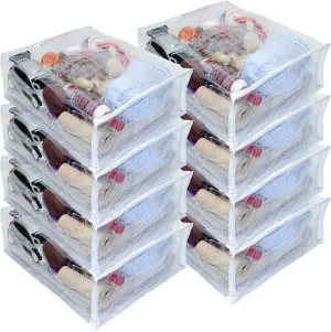 8-Pack Heavy Duty Vinyl Zippered Closet Square Storage Bags (Clear) for Sweaters, Sheets, Arts & Crafts, Toys and Much More! (12" x 15" x 5") 3.9 Gallon
