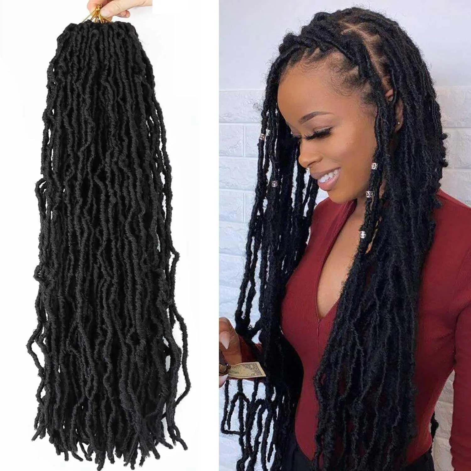 8 Packs 24 Inch Faux Locs Crochet Hair for Butterfly Locs Distressed Soft Locs Crochet Hair for Women (24 Inch(Pack of 8), 2#)