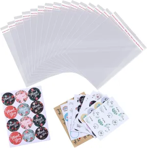 9 x 12 inches Large Resealable Cellophane Bags 500ct Plastic Clear Treat Gift Bags Self-adhesive Sealing Plastic Bags in Bulk for T-shirts, Clothes and Gifts Transparent Cello Bags