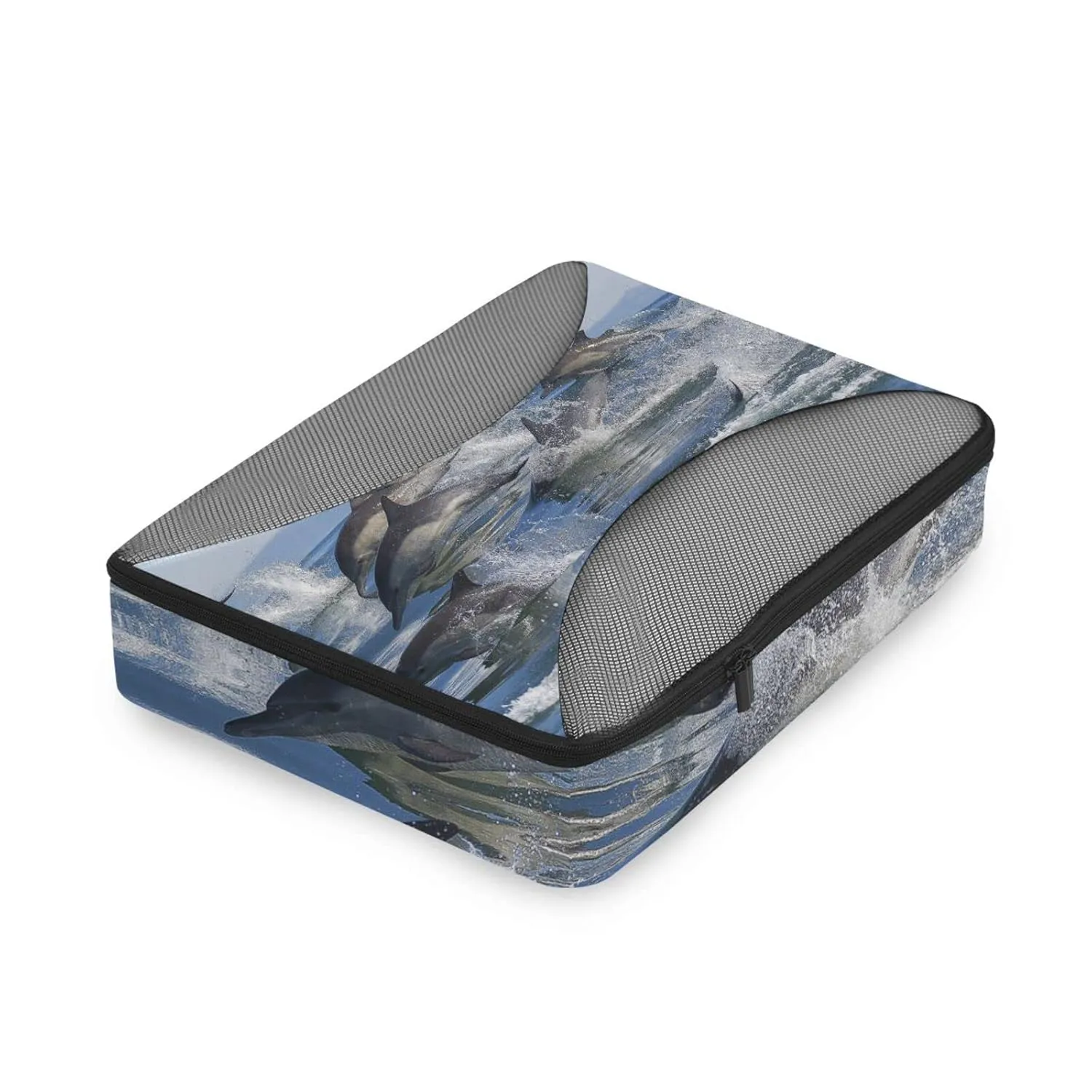 A Group of Dolphins with Long Beaks Jumped out of the Water4 Set Packing Cubes, 600D Oxford Cloth Toiletry Bag, Travel Packing Organizers