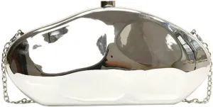 Acrylic Clutch Purse for Women Acrylic Evening Bag Purse Sparkly Metallic Clutch Silver Geometric Crossbody Handbag
