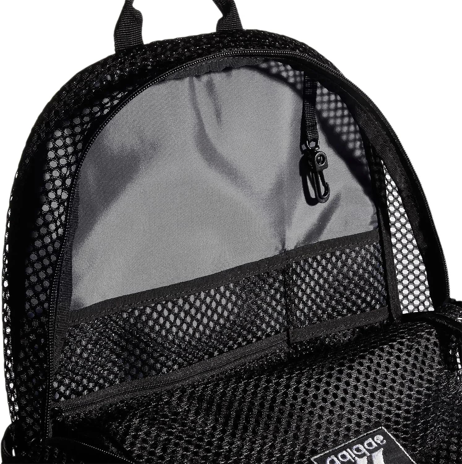 adidas Hermosa Mesh Backpack, See-Through Transparent Clear Festival Bag, Black/White/2.0, One Size