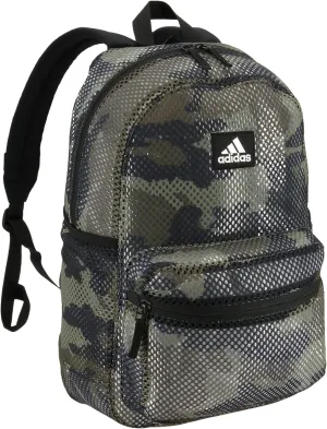 adidas Hermosa Mesh Backpack, See-Through Transparent Clear Festival Bag, Core Camo Legacy Green/2.0, One Size