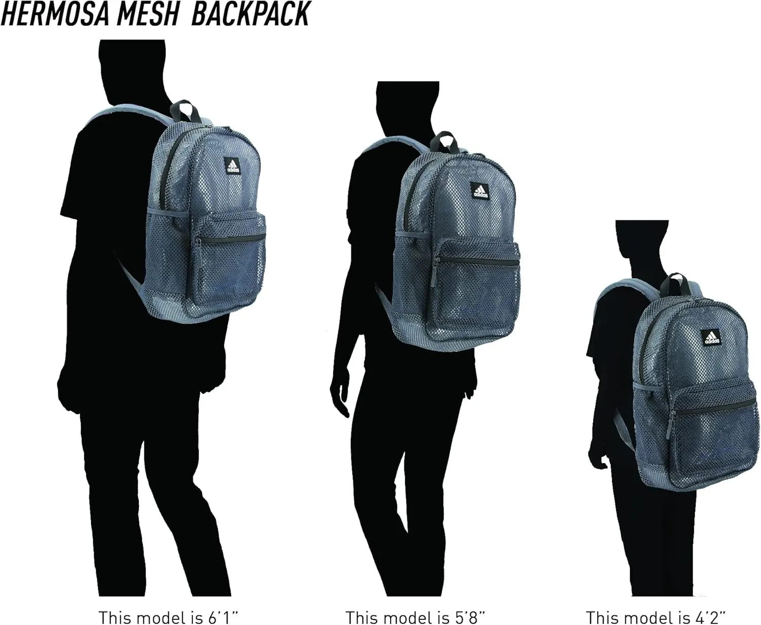 adidas Hermosa Mesh Backpack, See-Through Transparent Clear Festival Bag, Core Camo Legacy Green/2.0, One Size