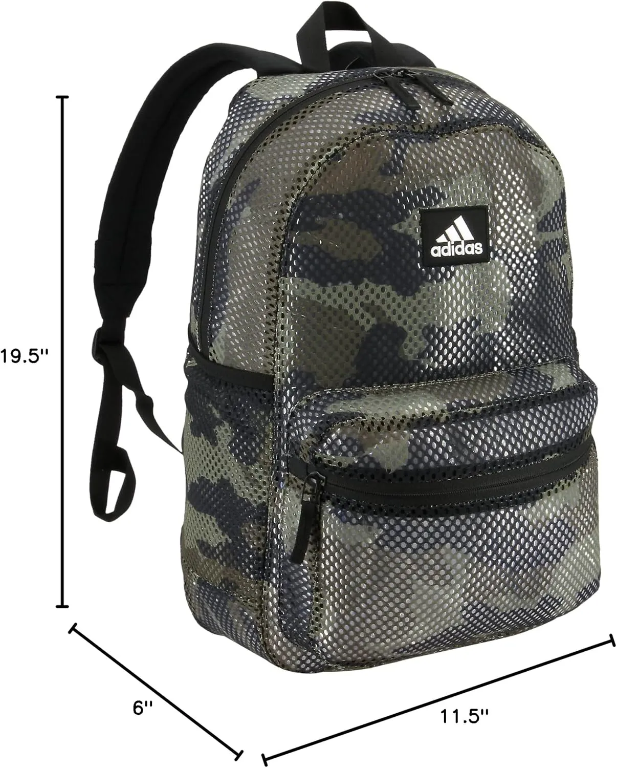 adidas Hermosa Mesh Backpack, See-Through Transparent Clear Festival Bag, Core Camo Legacy Green/2.0, One Size