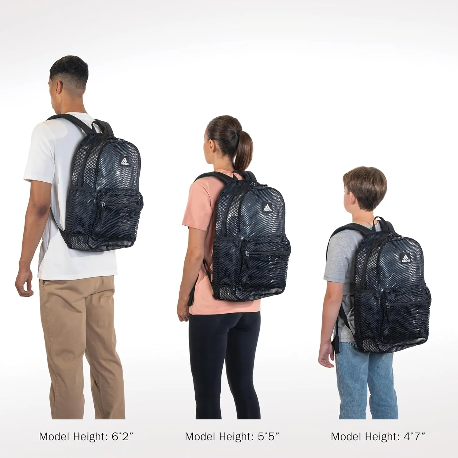 adidas Hermosa Mesh Backpack, See-Through Transparent Clear Festival Bag, Gradient Flash Aqua/Onix Grey/2.0, One Size