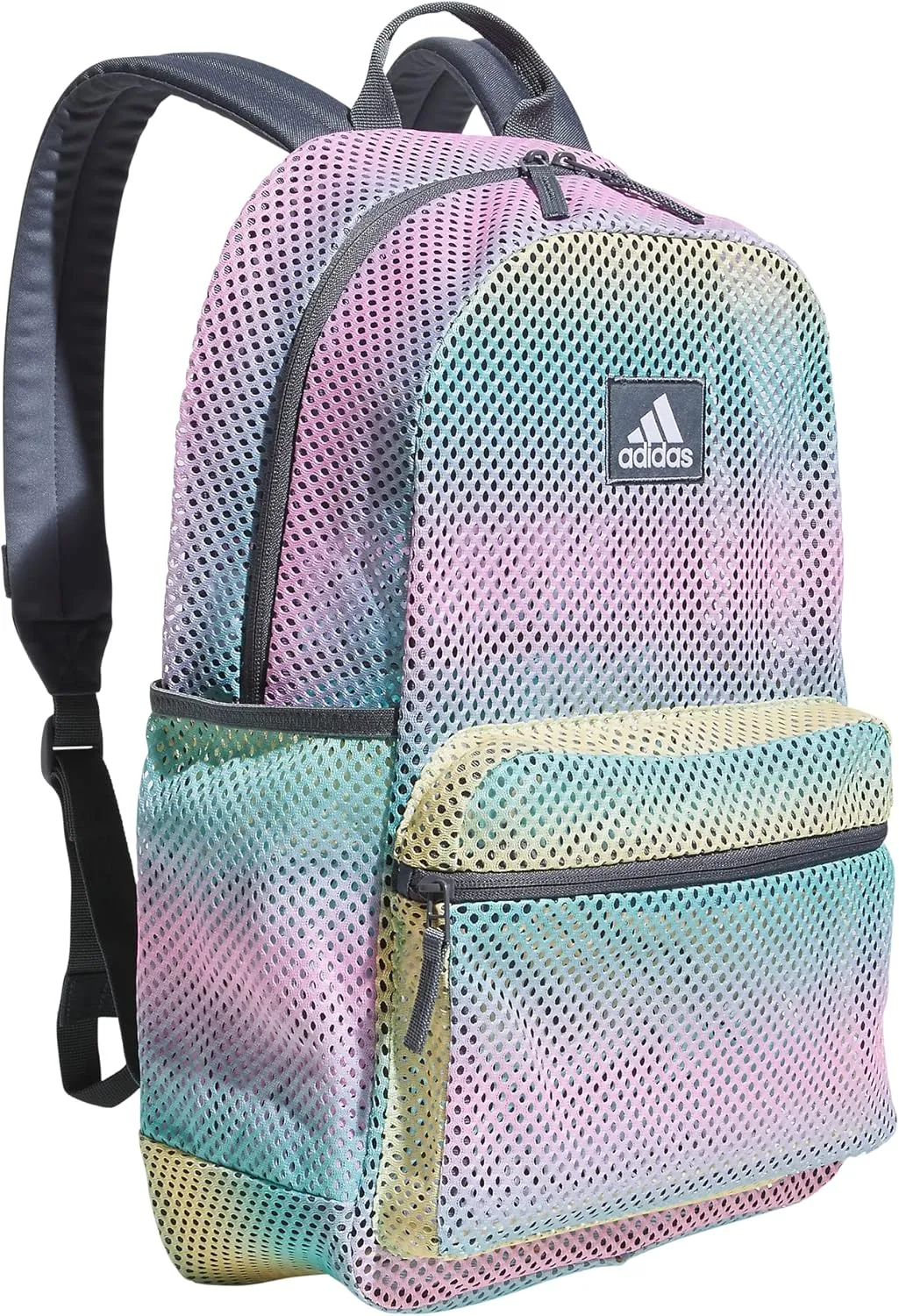 adidas Hermosa Mesh Backpack, See-Through Transparent Clear Festival Bag, Gradient Flash Aqua/Onix Grey/2.0, One Size