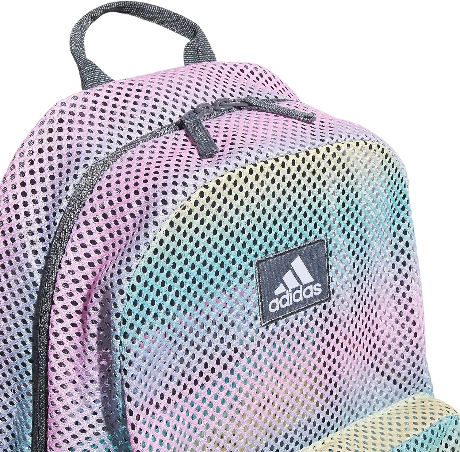 adidas Hermosa Mesh Backpack, See-Through Transparent Clear Festival Bag, Gradient Flash Aqua/Onix Grey/2.0, One Size