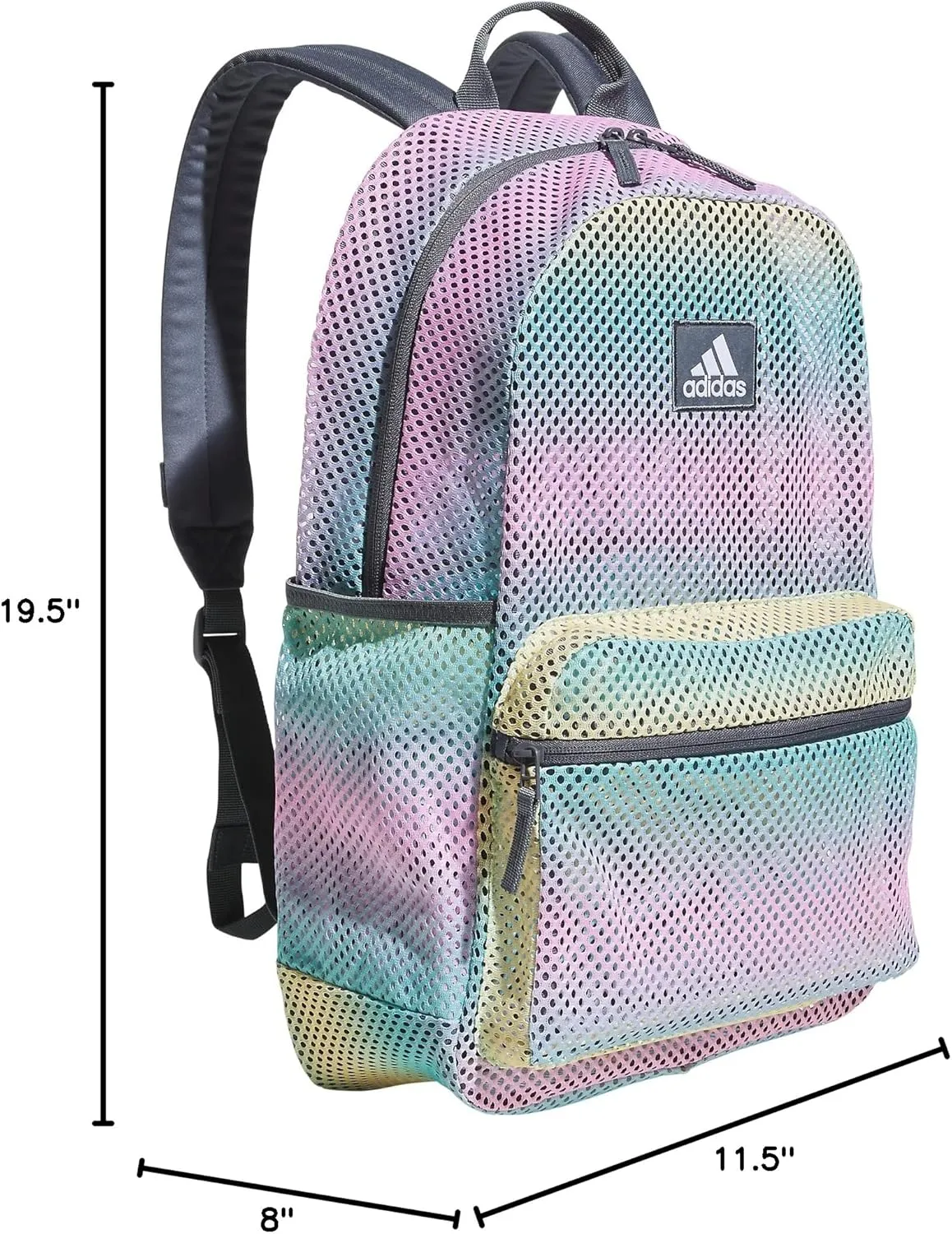 adidas Hermosa Mesh Backpack, See-Through Transparent Clear Festival Bag, Gradient Flash Aqua/Onix Grey/2.0, One Size