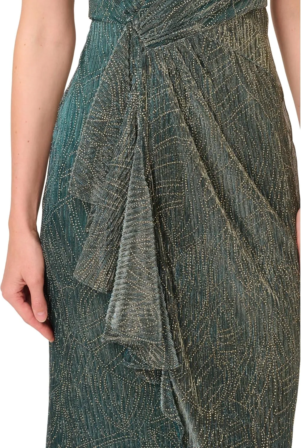 Adrianna Papell Women's Metallic Mesh Cascade Gown