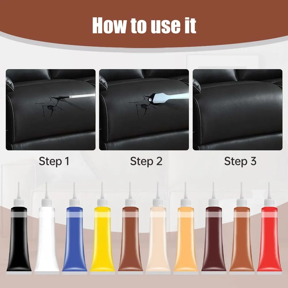 Advanced Leather Repair Gel, 2025 Upgraded Leather Repairs for Car Seat Vinyl Repair Kit, Professional Leather Repairs Kit for Furniture Sofa Couch Jacket Purse Repair Kit (Brown)