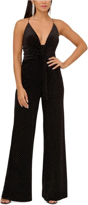 Aidan Mattox Aidan Womens Velvet Metallic Jumpsuit