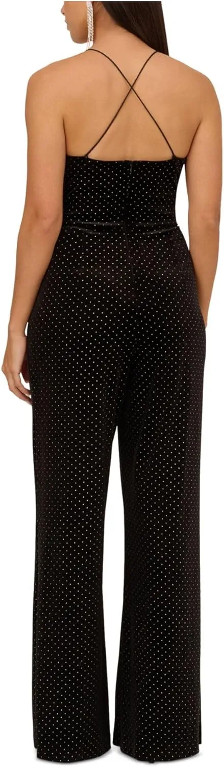 Aidan Mattox Aidan Womens Velvet Metallic Jumpsuit