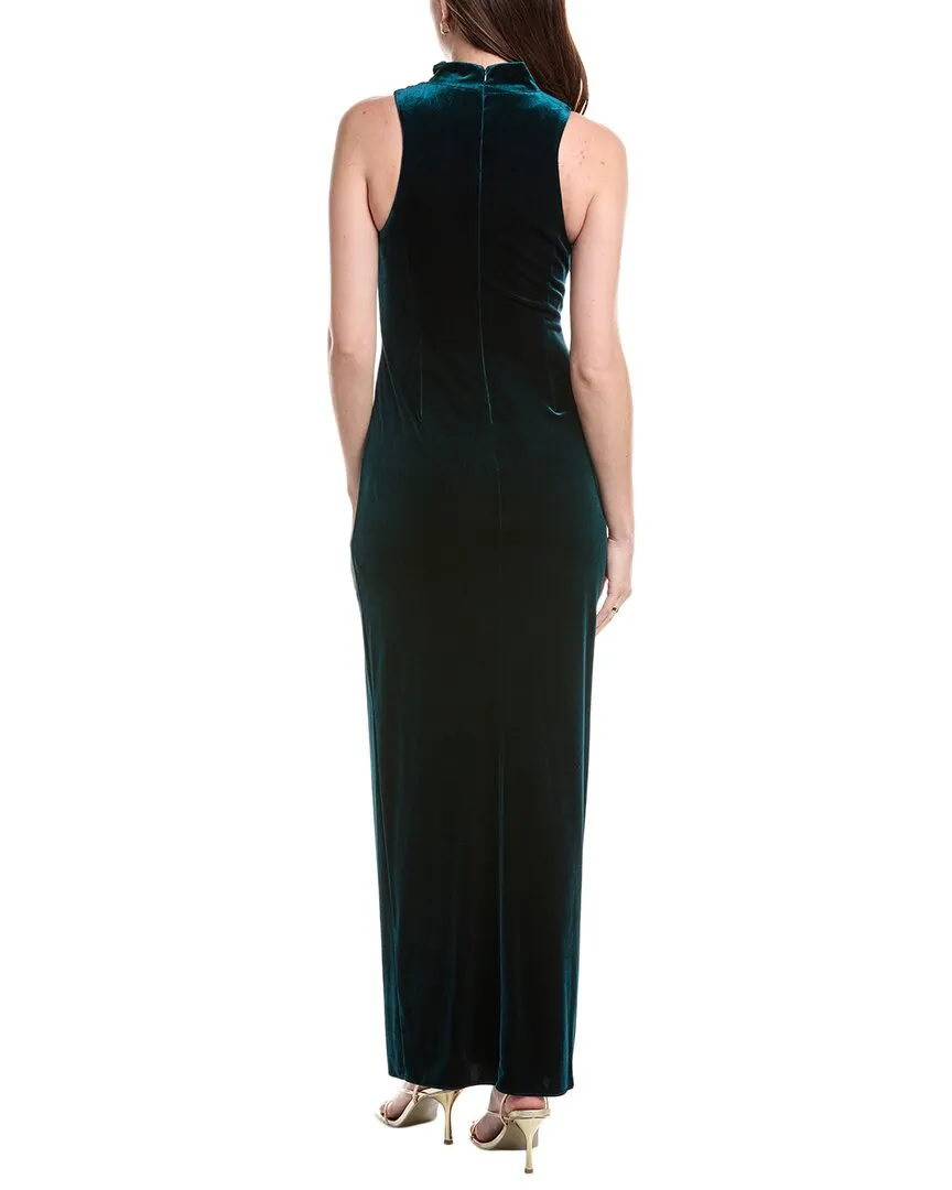 Aidan Mattox Stretch Velvet V-Neck Gown