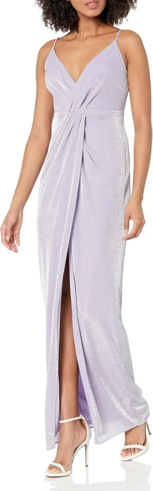Aidan Mattox Women's V-Neck Lurex Knit Gown