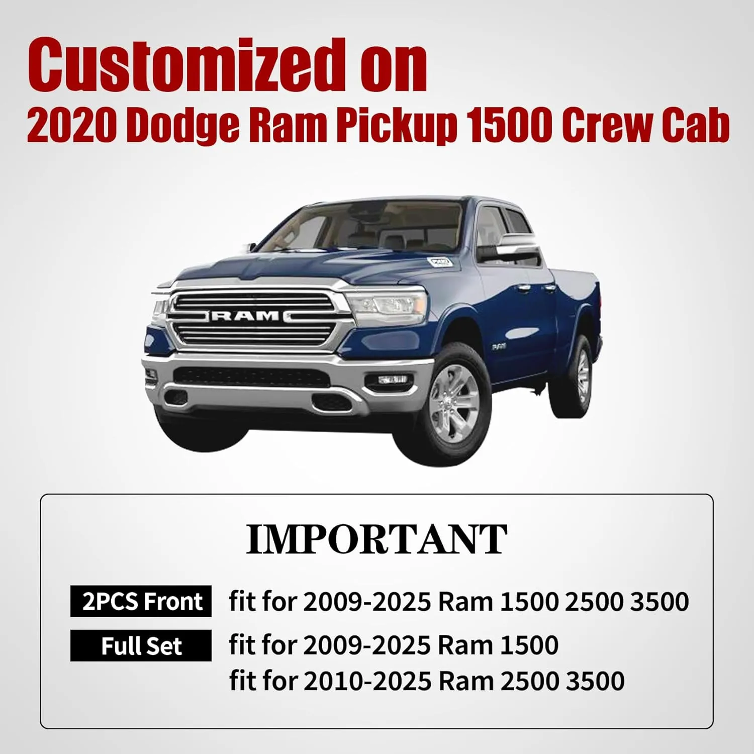 Aierxuan Dodge Ram Front Seat Covers Custom Fit 2009-2025 1500/2500/3500 Truck Pickup Crew Quad Regular Cab Heavy Duty Waterproof Leather Airbag Compatible Cushions(2 PCS Front/Black)