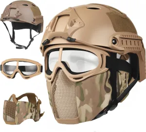 Airsoft Helmet,Black Tactical Helmet,Airsoft Mask Mesh,Elastic Balaclava Mask, Anti Fog Airsoft Goggles, Tactical Full Face Protection, Airsoft Accessories,Military Gear