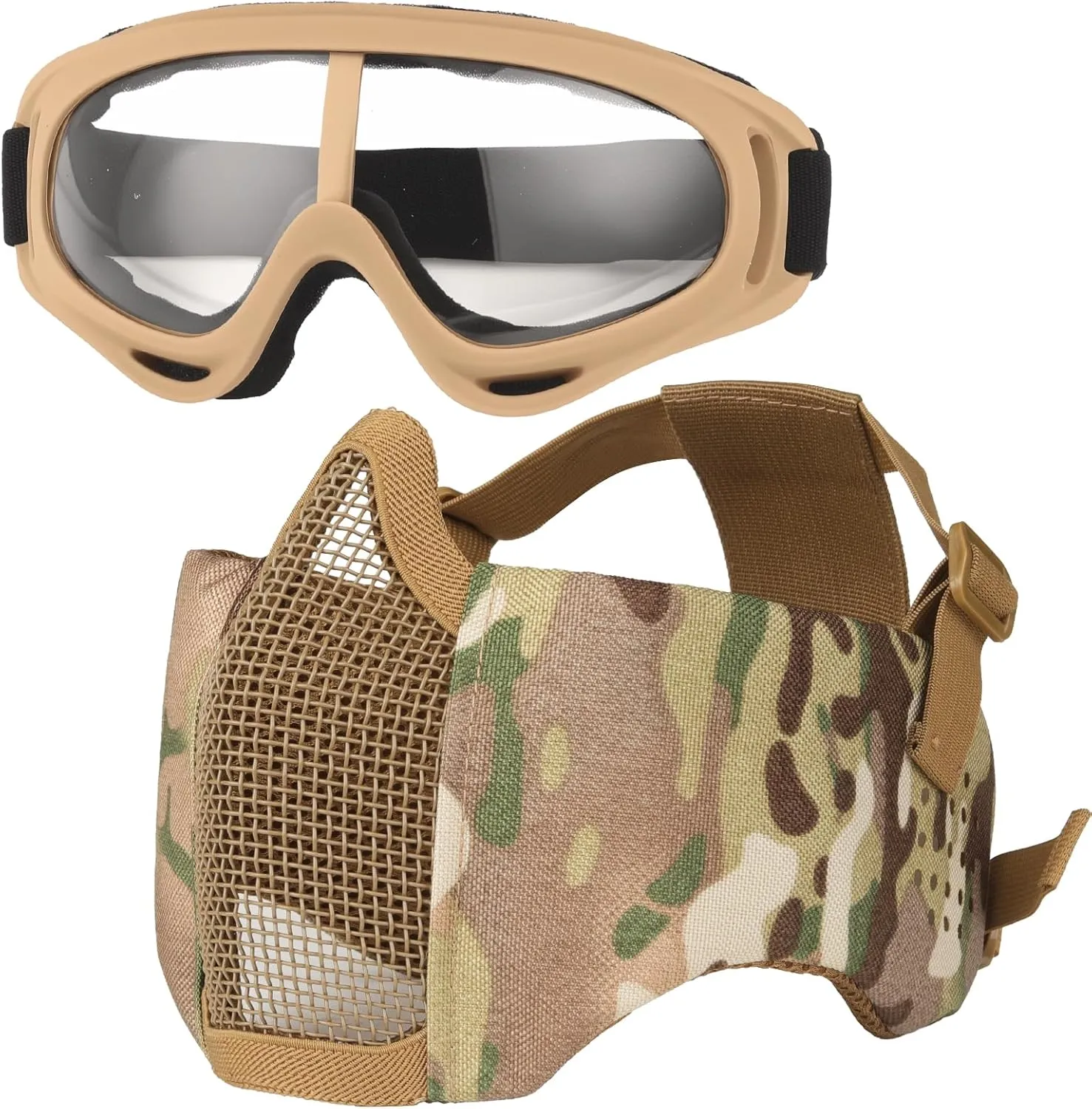 Airsoft Helmet,Black Tactical Helmet,Airsoft Mask Mesh,Elastic Balaclava Mask, Anti Fog Airsoft Goggles, Tactical Full Face Protection, Airsoft Accessories,Military Gear
