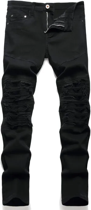 AITITIA Men's Regular Fit Biker Jeans
