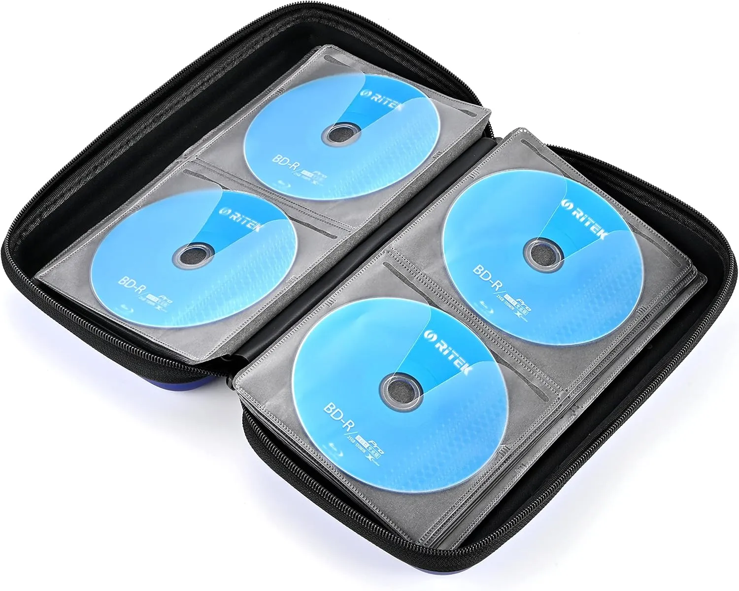 alavisxf xx CD Case, 96 Capacity EVA Protective Blu-ray DVD Case Portable Zipper CD Case Holder Disc Storage Organizer Wallet Bag for Car Home Travel (96 Capacity, Blue96)
