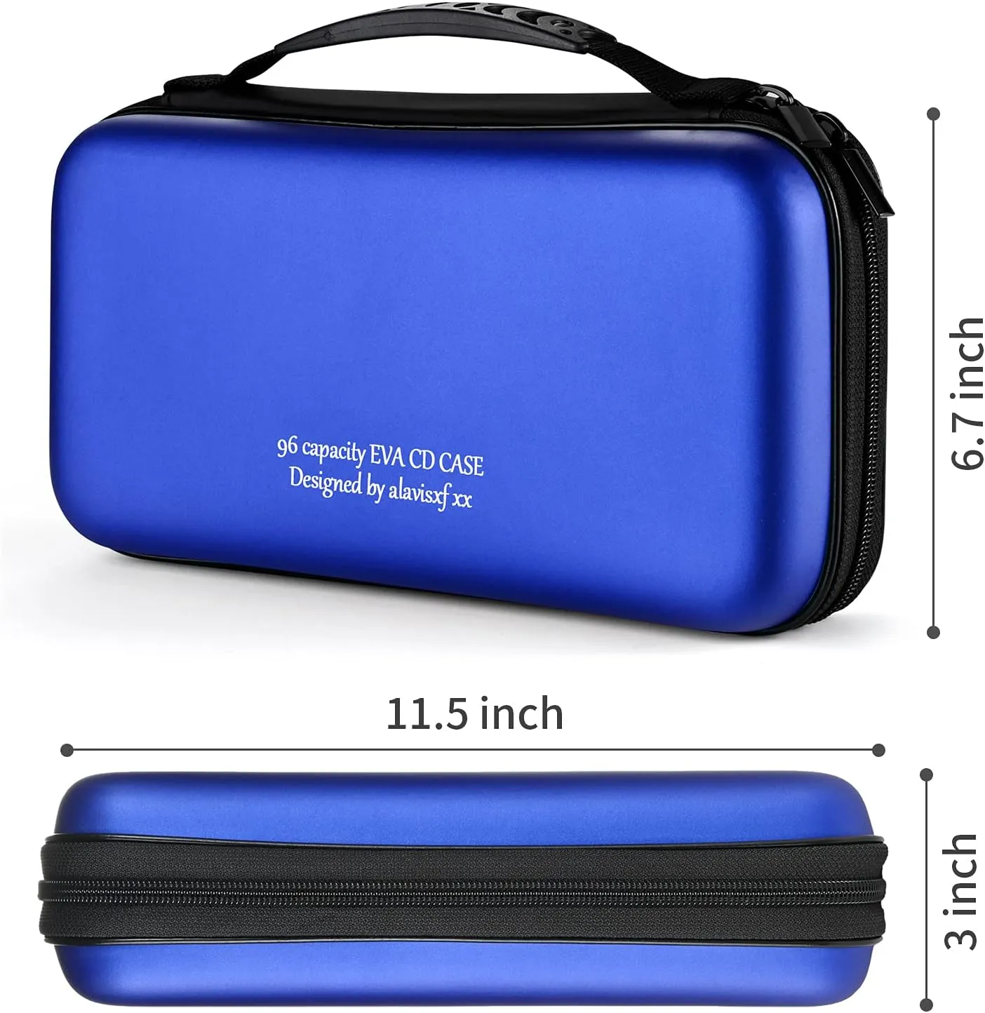 alavisxf xx CD Case, 96 Capacity EVA Protective Blu-ray DVD Case Portable Zipper CD Case Holder Disc Storage Organizer Wallet Bag for Car Home Travel (96 Capacity, Blue96)