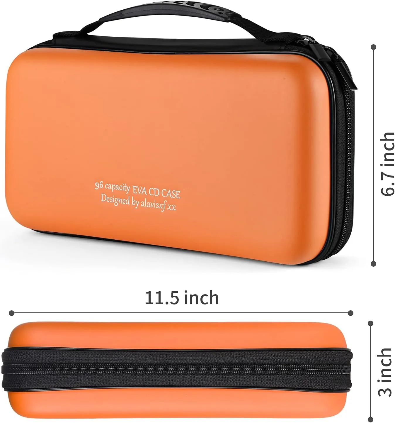 alavisxf xx CD Case, 96 Capacity EVA Protective Blu-ray DVD Case Portable Zipper CD Case Holder Disc Storage Organizer Wallet Bag for Car Home Travel (96 Capacity, Orange96)