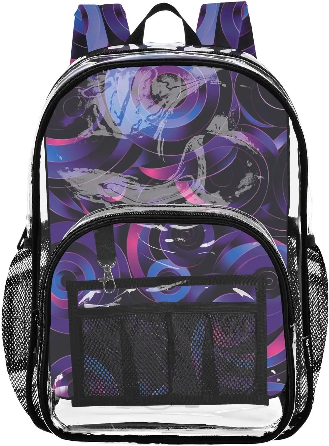 ALAZA Dark Coil Swirl Neno Clear Fashion Backpack for Women Men Transparent Travel School Bag Daypack for Boys Girls