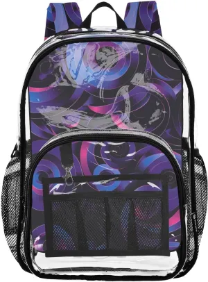 ALAZA Dark Coil Swirl Neno Clear Fashion Backpack for Women Men Transparent Travel School Bag Daypack for Boys Girls