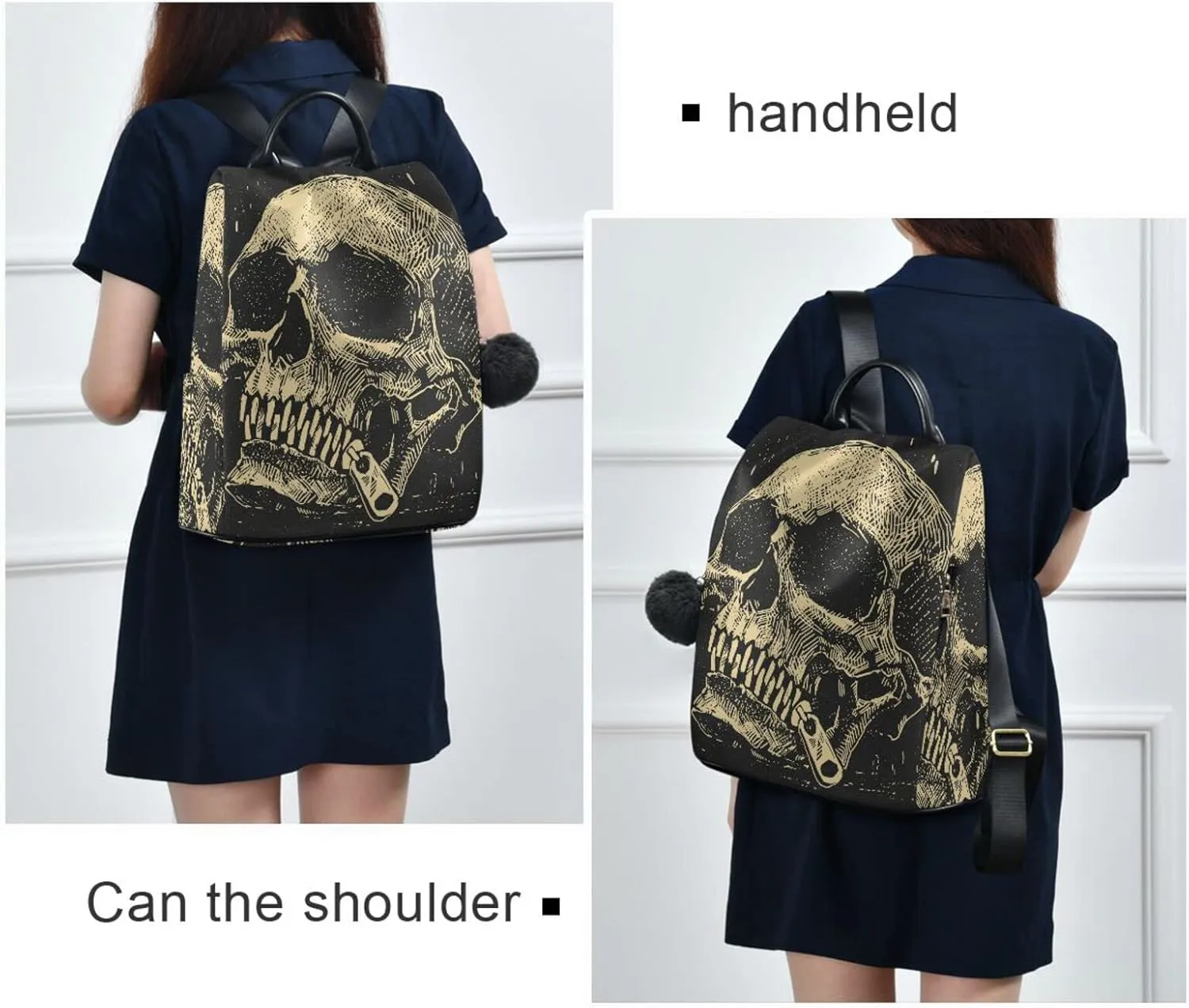 ALAZA Retro Skull Backpack Purse for Women Travel Casual Daypack College Bookbag Work Business Ladies Shoulder Bag