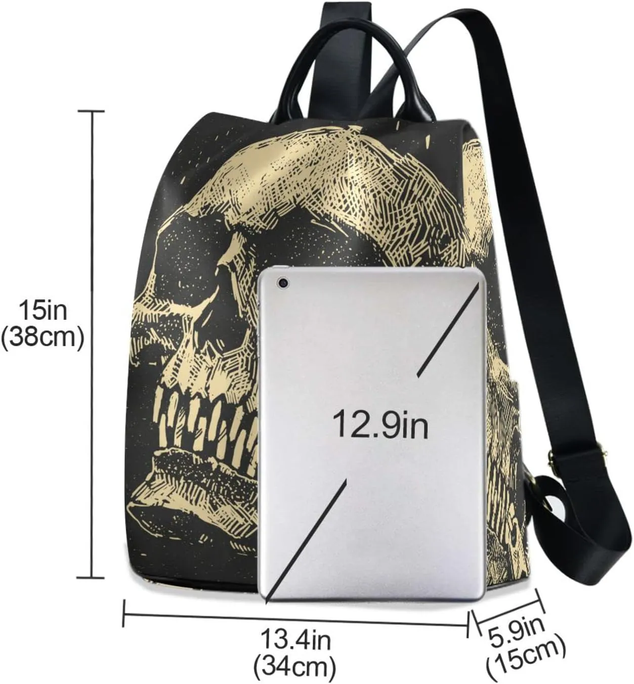 ALAZA Retro Skull Backpack Purse for Women Travel Casual Daypack College Bookbag Work Business Ladies Shoulder Bag