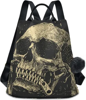 ALAZA Retro Skull Backpack Purse for Women Travel Casual Daypack College Bookbag Work Business Ladies Shoulder Bag