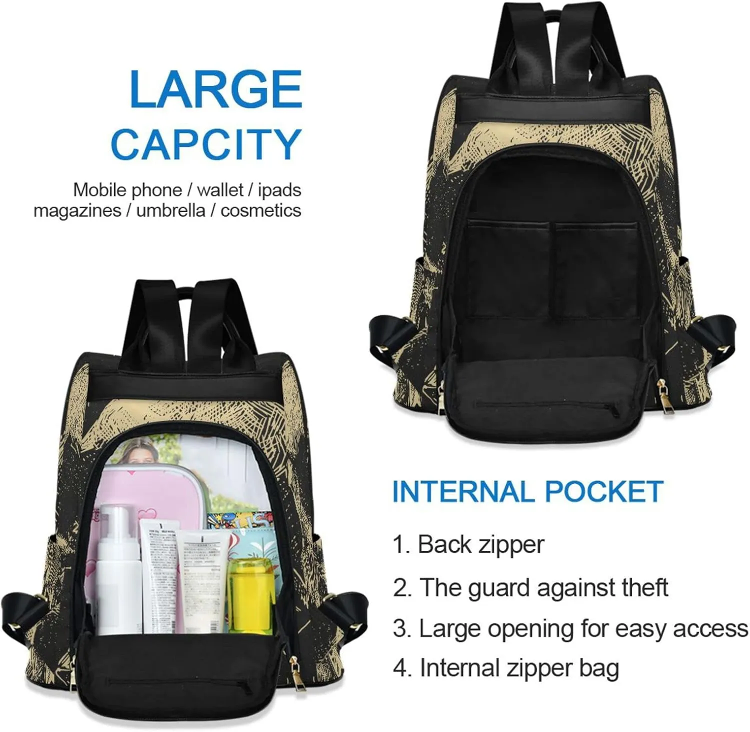 ALAZA Retro Skull Backpack Purse for Women Travel Casual Daypack College Bookbag Work Business Ladies Shoulder Bag