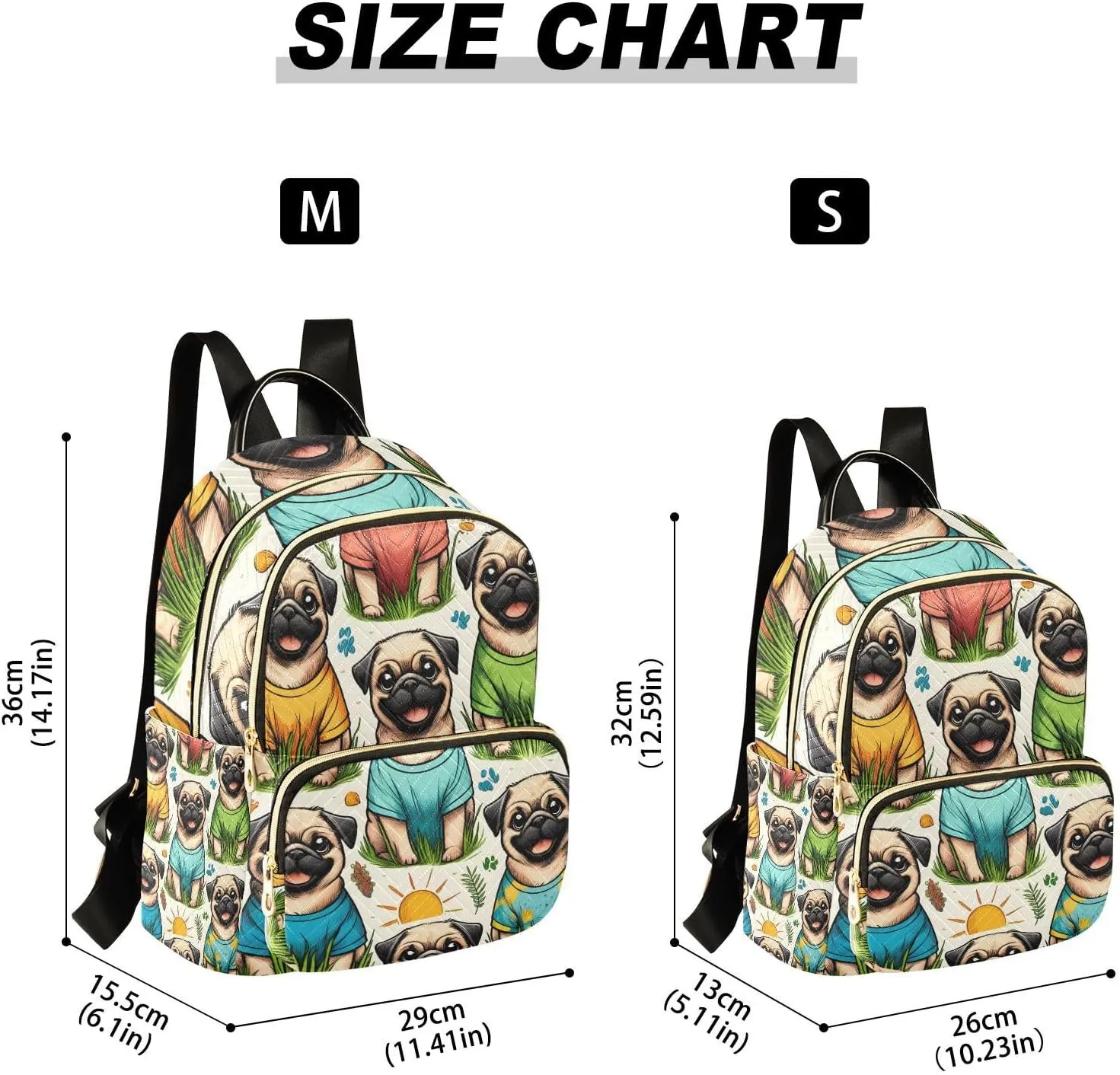 ALAZA Women Mini Backpack Purse Bag Lightweight Casual Daily Travel Backpack Pattern Of Pug Wearing T-shirt Back Pack Fashion Multipurpose Shoulder Bag