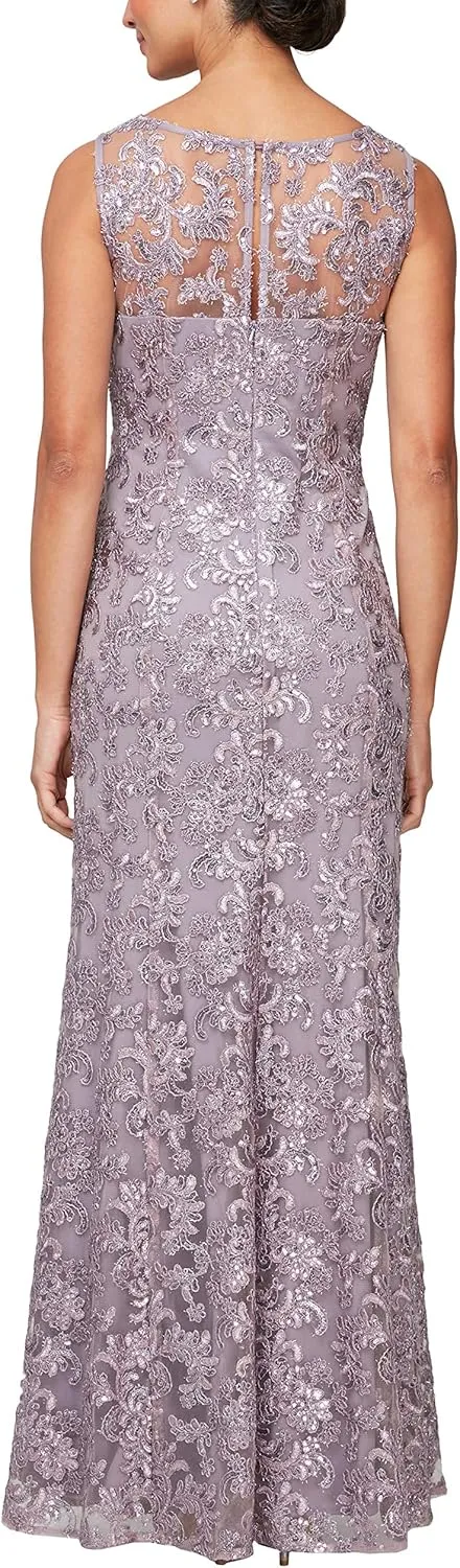 Alex Evenings Women's Long Sleeveless Mother of The Bride Dress with Shawl (Petite and Regular Sizes)