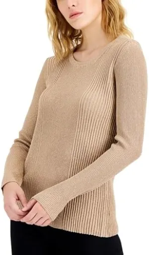 Alfani Womens Metallic Rayon Crewneck Sweater