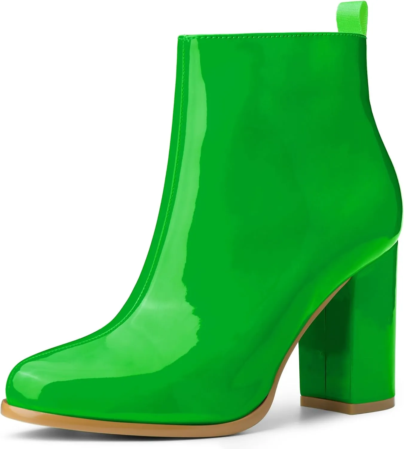 Allegra K Women's Round Toe Zipper Chunky Heels Ankle Boots