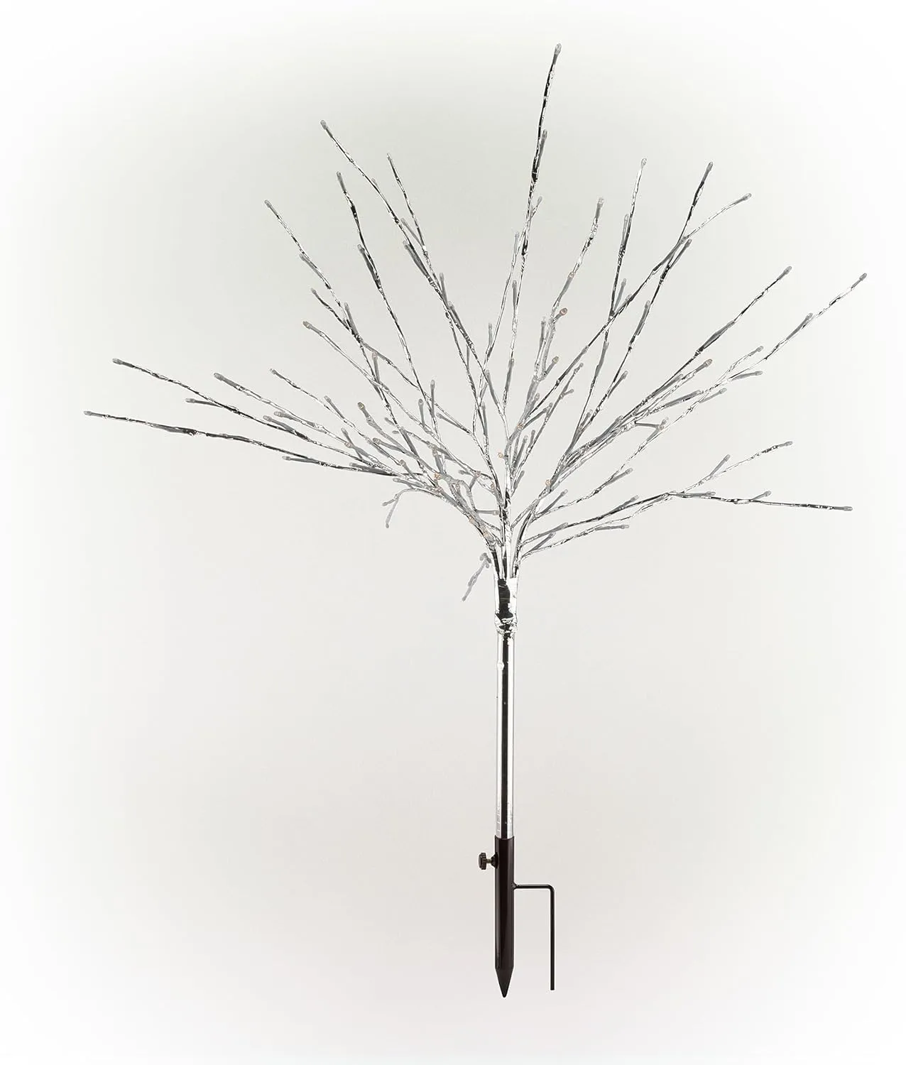 Alpine Corporation 39" H Indoor/Outdoor Metallic Foil Tree Stake Holiday Decoration with Red LED Lights, Christmas Decoration