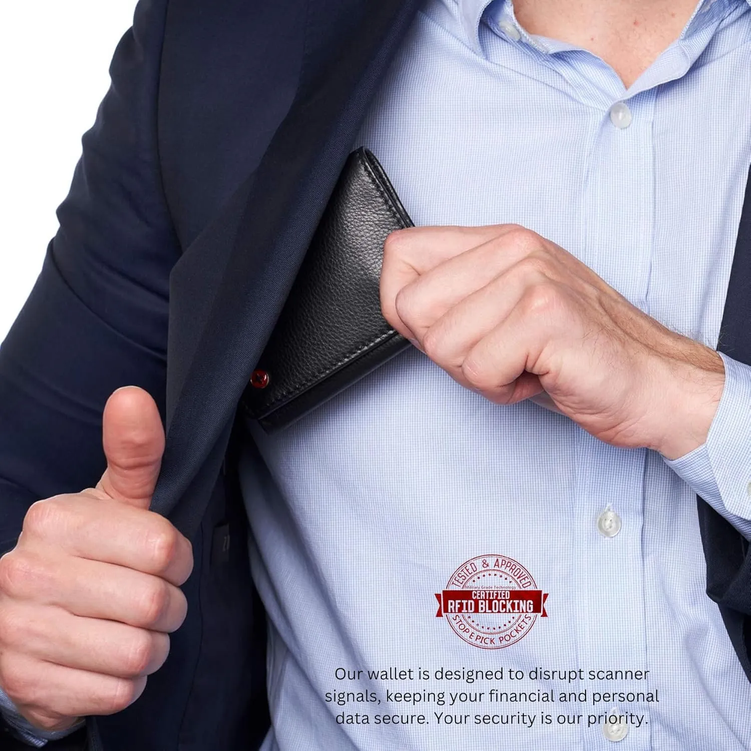 Alpine Swiss Men's Leon RFID Trifold Pocket Wallet – Genuine Leather Wallet for Men, Slim Design with ID Window & Multiple Card Slots, Classic RFID Safe Pocket Wallet in gift box