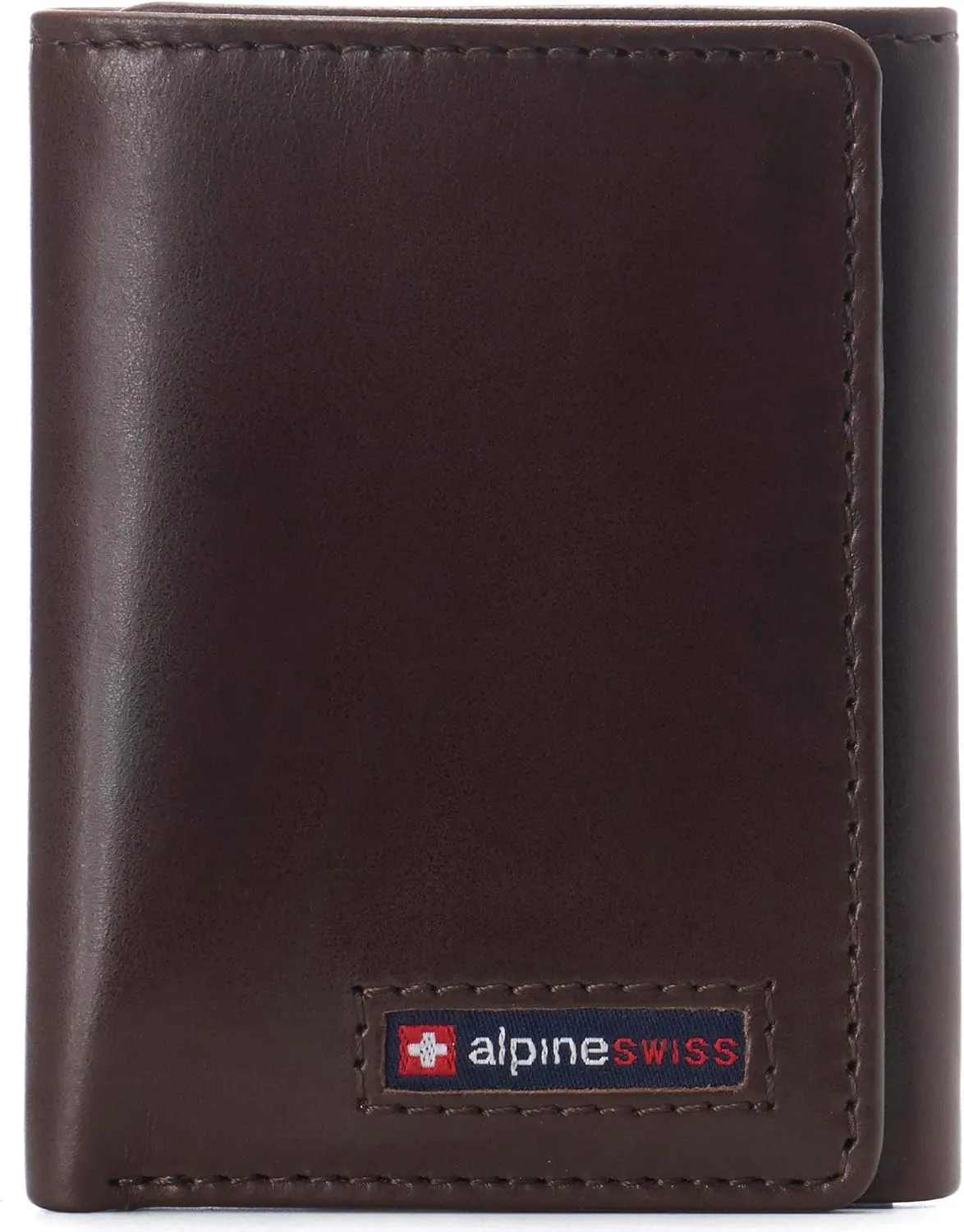 Alpine Swiss Men's Leon RFID Trifold Pocket Wallet – Genuine Leather Wallet for Men, Slim Design with ID Window & Multiple Card Slots, Classic RFID Safe Pocket Wallet in gift box