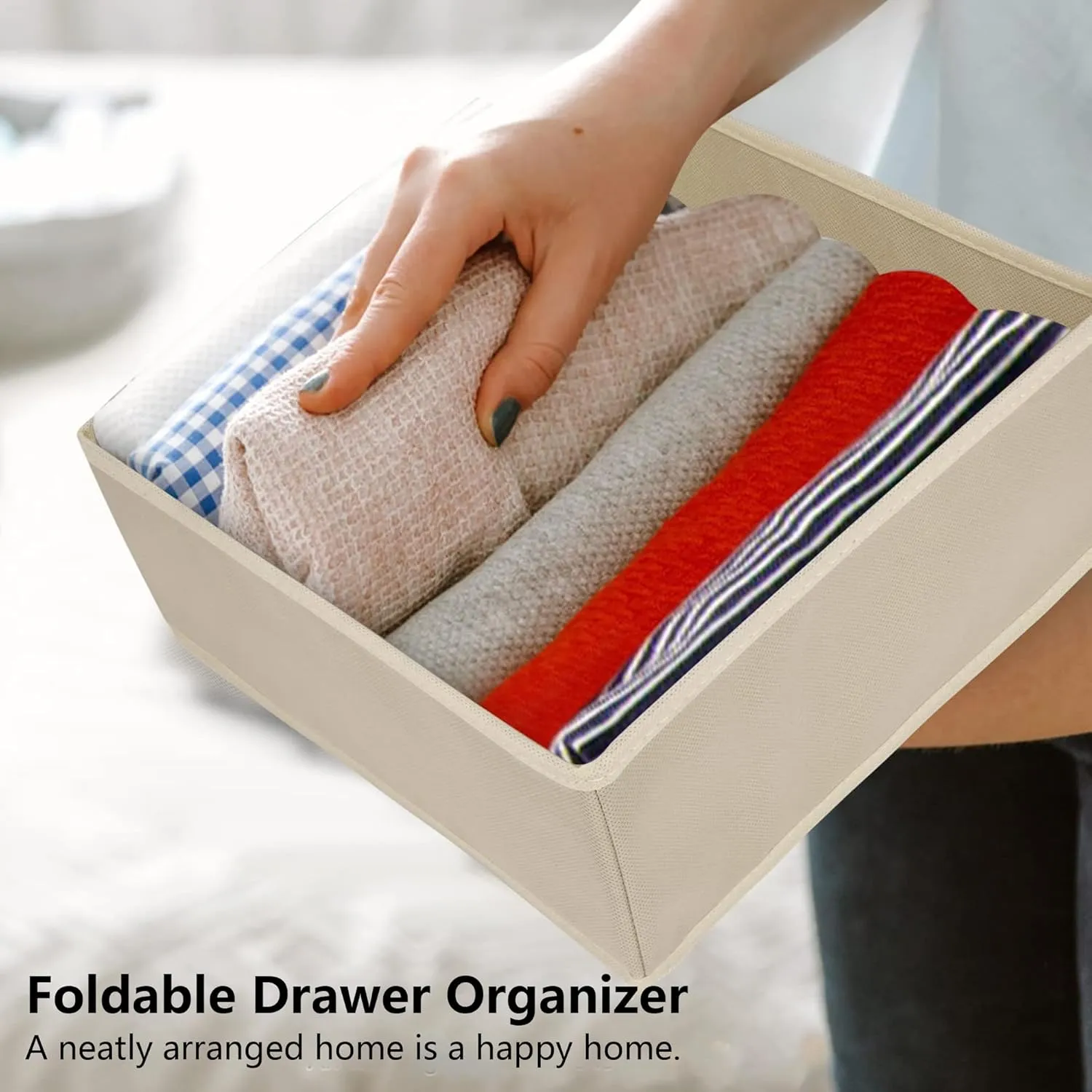 Ambity 12PCS Foldable Drawer Organiser set with 7 Grids, Transform Your Drawers with These Space Saving Organizers, Stylish Organizers for Socks, Bras, Underwear, Leggings, Jeans, and Sweaters (12)